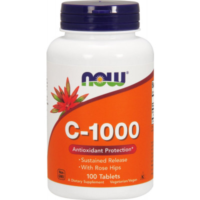 Now Vitamin C-1000 With Rose Hips (100 tab) > Vitamin və minerallar > NOW